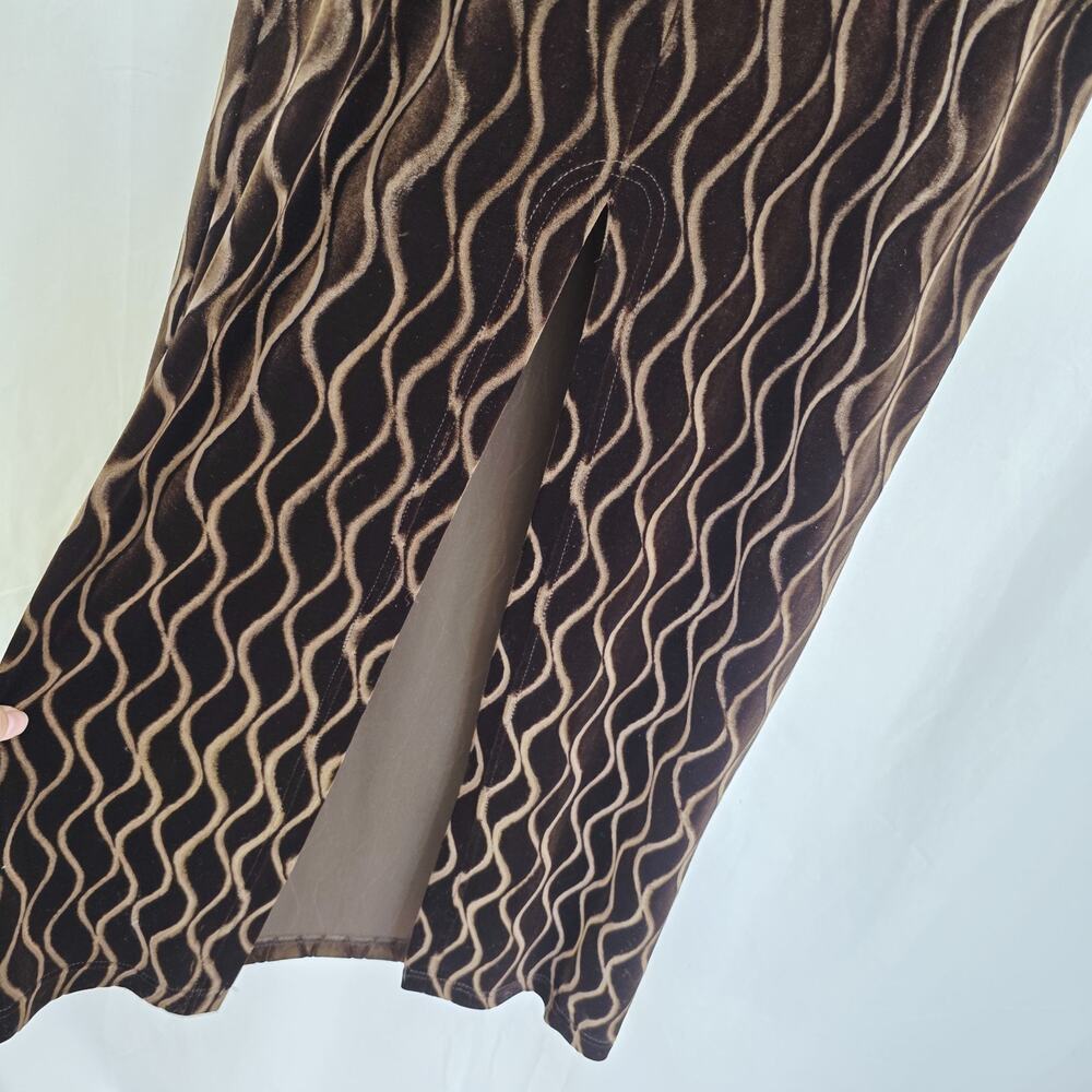 SCOTT MCCLINTOCK Brown Long Stretchy Velvet Formal Dress Size 6 Y2K Beaded Strap - Picture 11 of 13